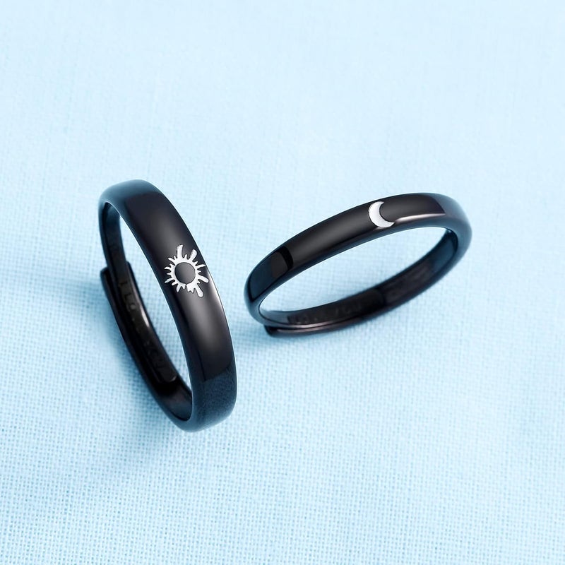 Beydodo 925 Silver Rings Custom Adjustable Sun and Moon Matching Rings Engraved I Love You Couples Rings Wedding - Image 5